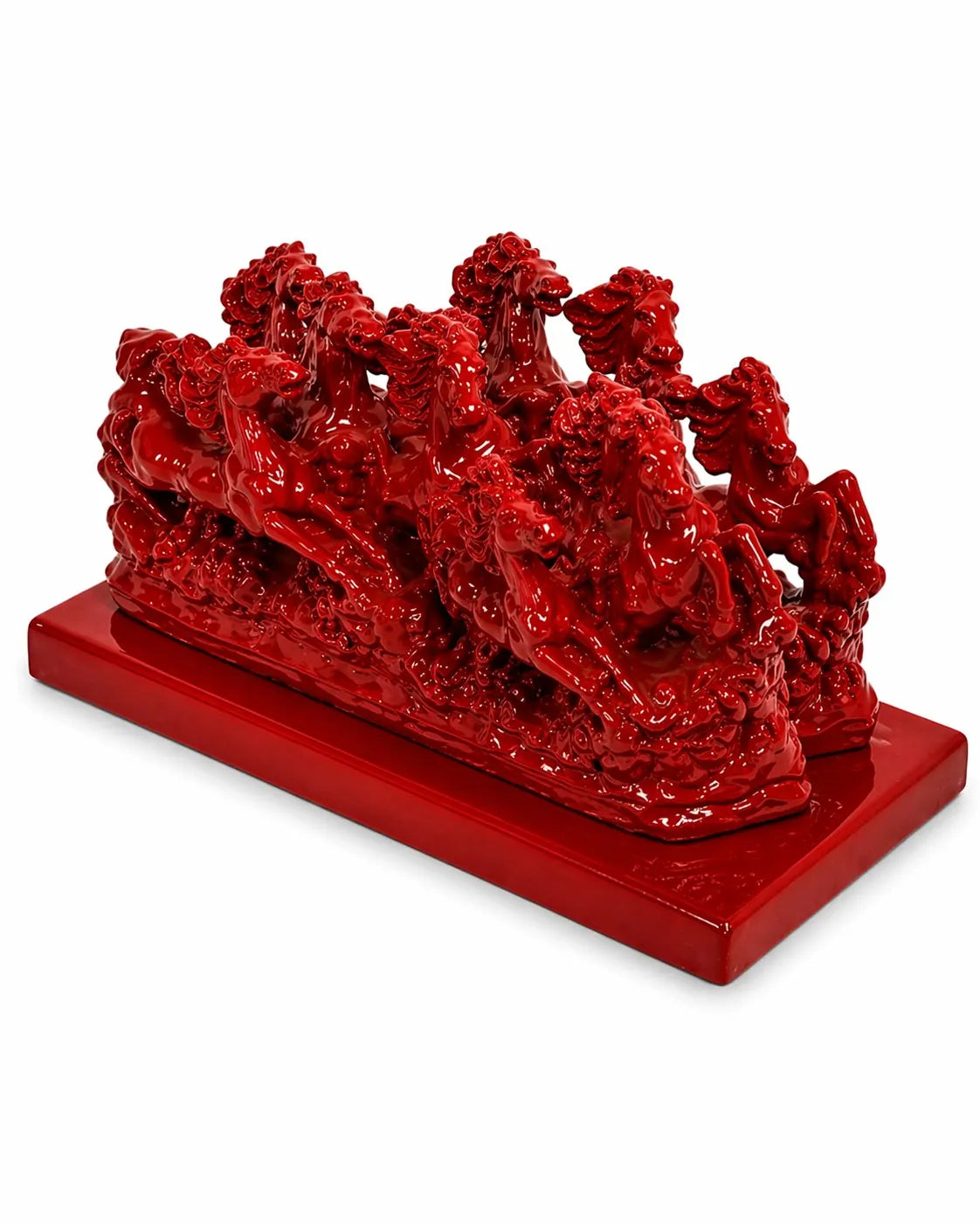 7 Running Horses Vastu Idol - Red Finish