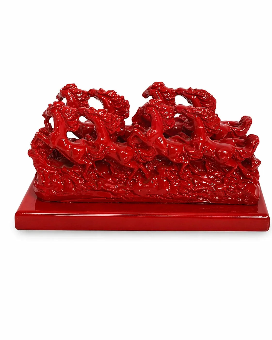 7 Running Horses Vastu Idol - Red Finish