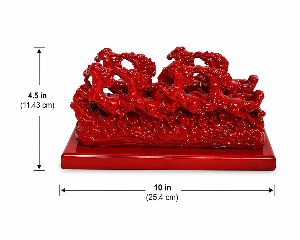 7 Running Horses Vastu Idol - Red Finish