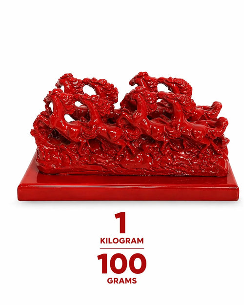 7 Running Horses Vastu Idol - Red Finish