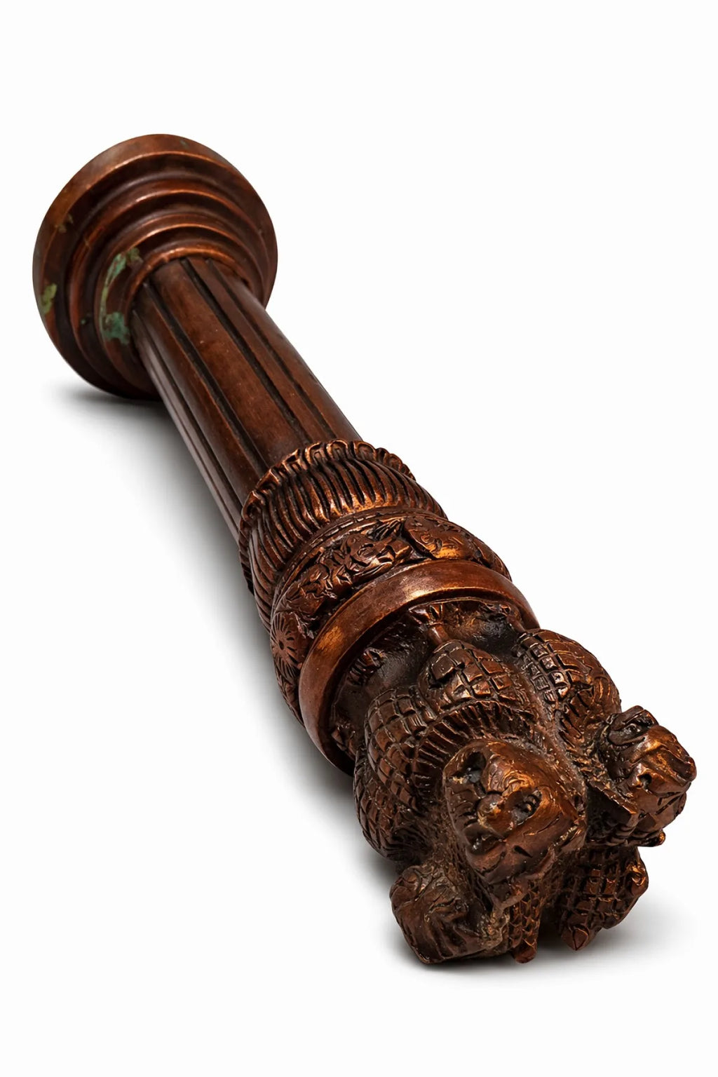 ASHOKA PILLAR 9.5″ Copper-Coated Brass — National Emblem of India (Lion Capital of Sarnath / सत्यमेव जयते) Premium Antique-Finish Replica