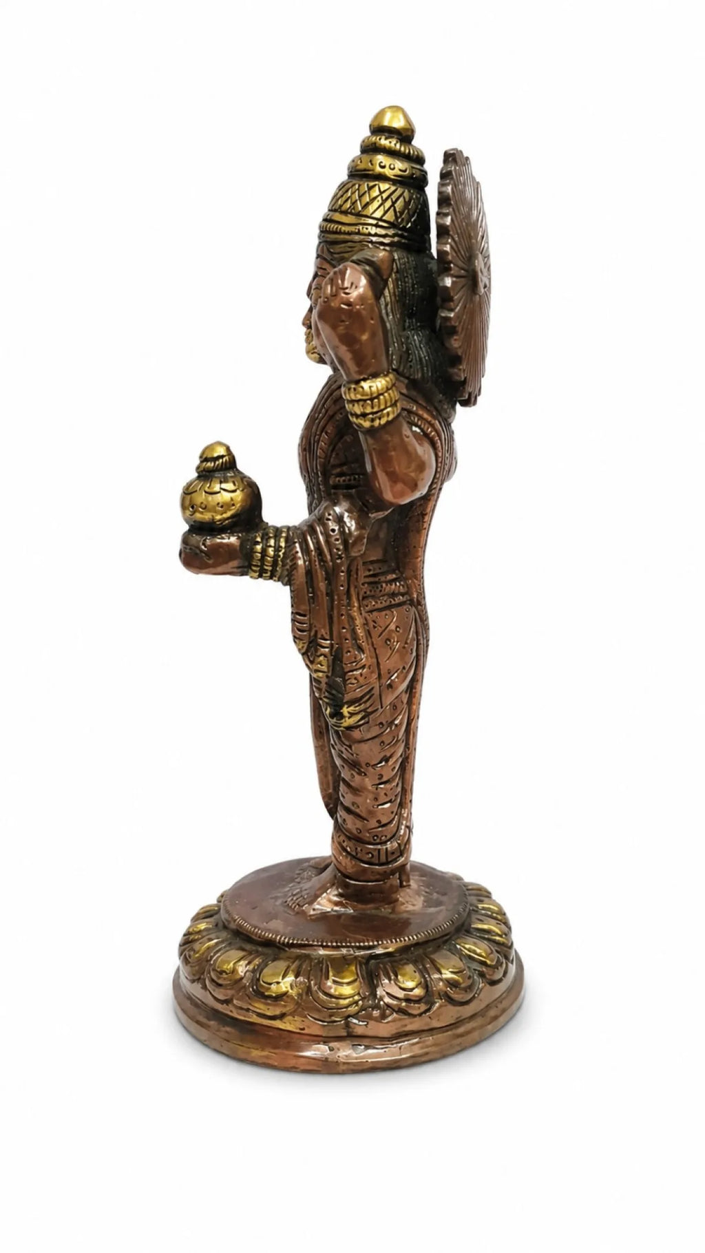 Dhanvantari Idol (भगवान धन्वंतरि) — Chaturbhuj God of Ayurveda, Health & Healing, Antique Copper-Coated Brass, 7.5 Inch Handcrafted Vastu Sculpture