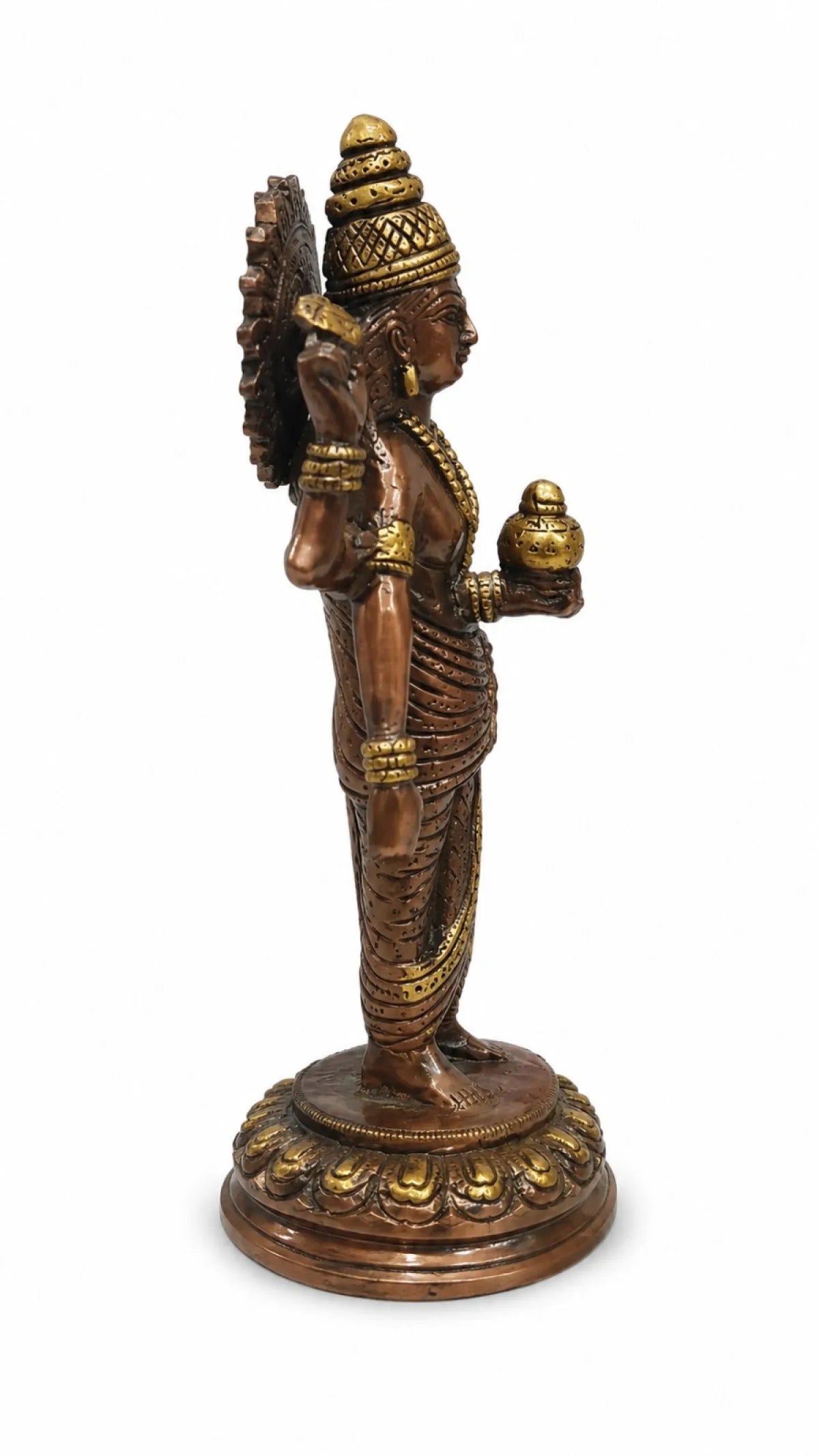 Dhanvantari Idol (भगवान धन्वंतरि) — Chaturbhuj God of Ayurveda, Health & Healing, Antique Copper-Coated Brass, 7.5 Inch Handcrafted Vastu Sculpture