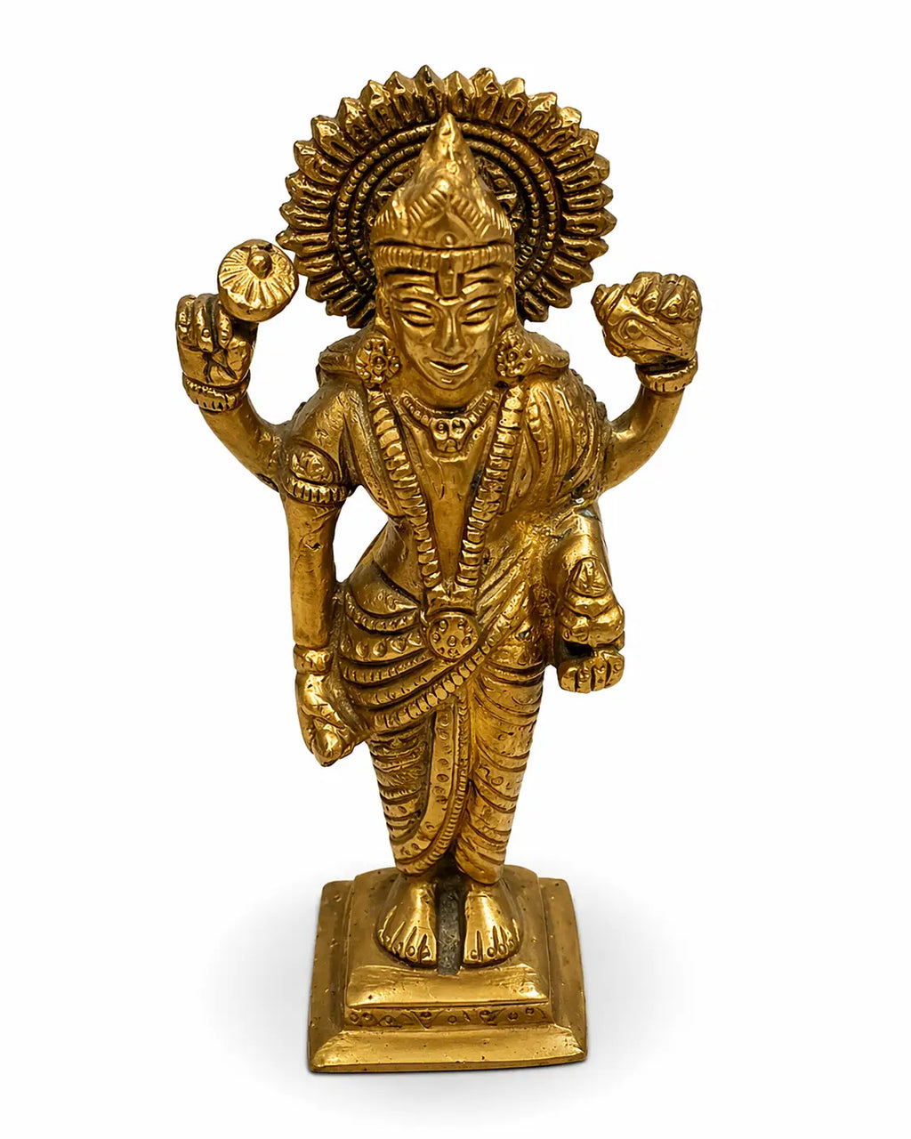 Dhanvantari Idol – Compact Brass (भगवान धन्वंतरि छोटी) — Chaturbhuj God of Ayurveda, Health & Healing, Solid Brass Handcrafted Vastu Sculpture
