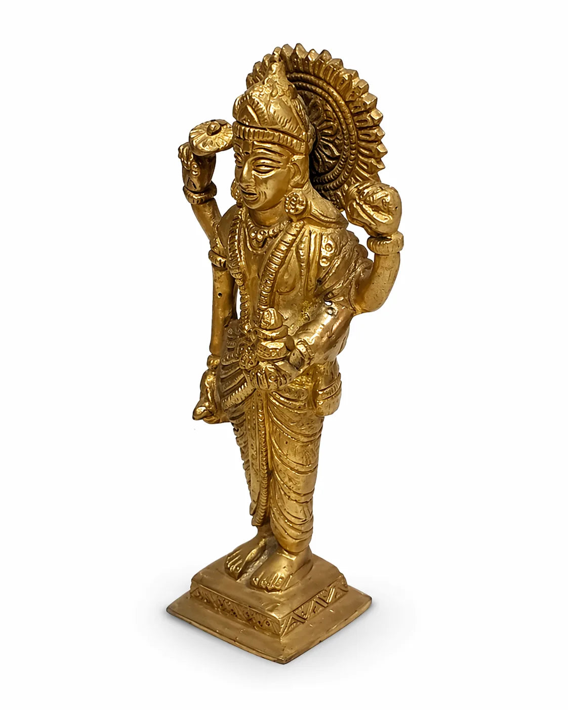 Dhanvantari Idol – Compact Brass (भगवान धन्वंतरि छोटी) — Chaturbhuj God of Ayurveda, Health & Healing, Solid Brass Handcrafted Vastu Sculpture