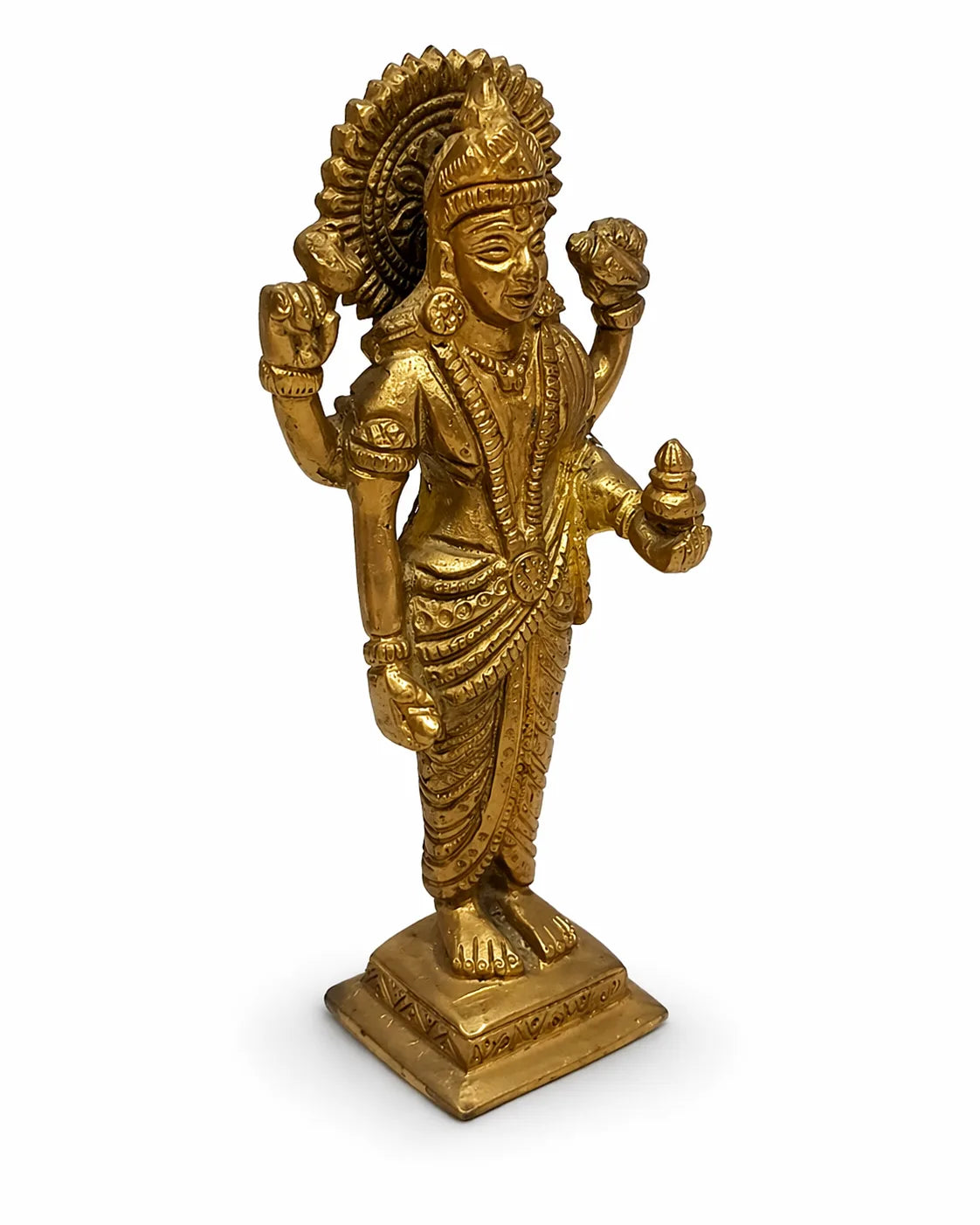 Dhanvantari Idol – Compact Brass (भगवान धन्वंतरि छोटी) — Chaturbhuj God of Ayurveda, Health & Healing, Solid Brass Handcrafted Vastu Sculpture