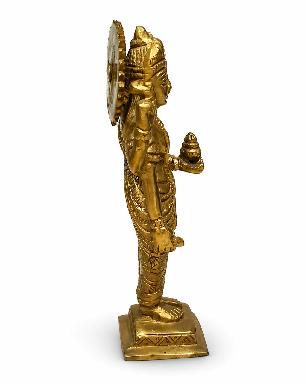 Dhanvantari Idol – Compact Brass (भगवान धन्वंतरि छोटी) — Chaturbhuj God of Ayurveda, Health & Healing, Solid Brass Handcrafted Vastu Sculpture