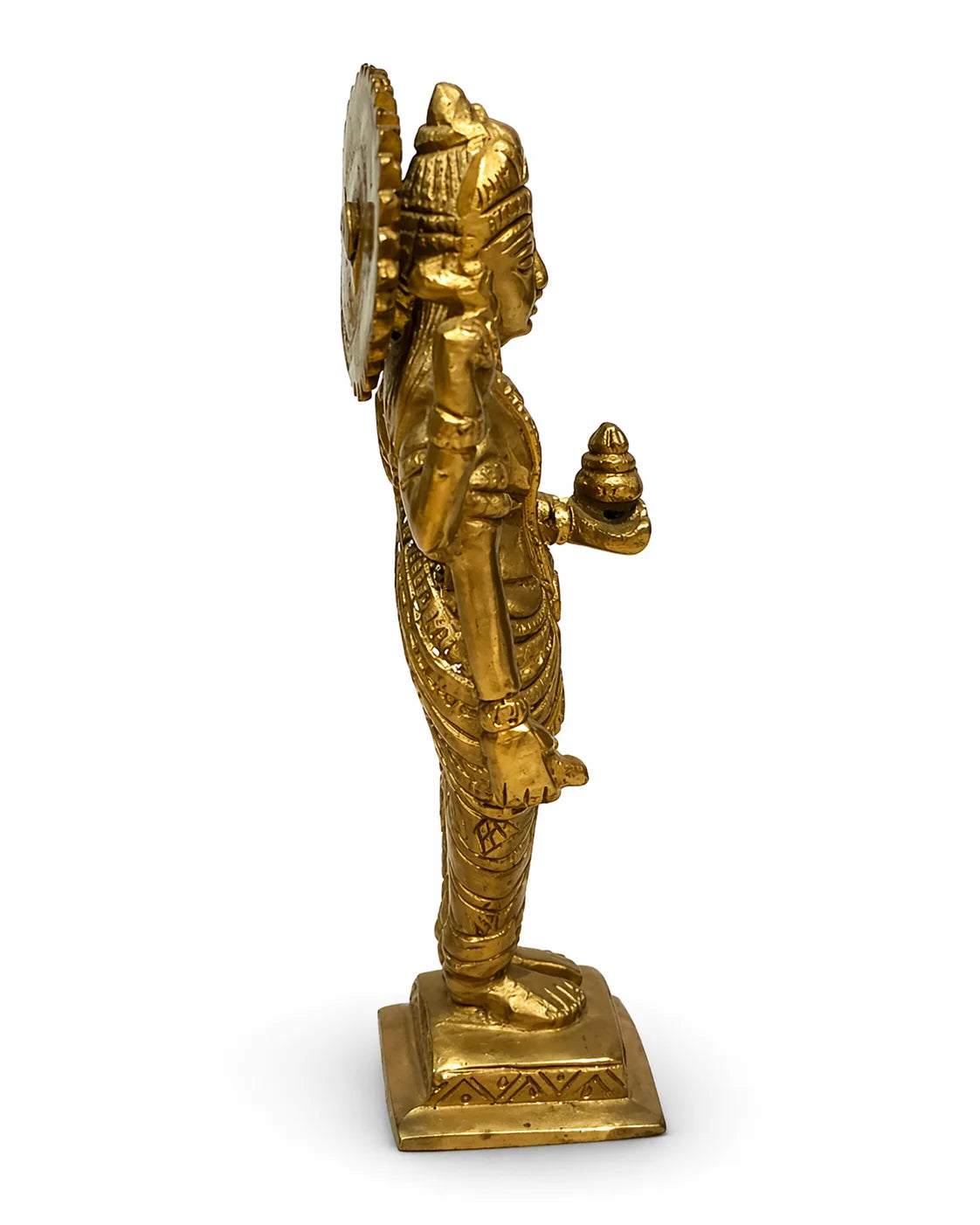 Dhanvantari Idol – Compact Brass (भगवान धन्वंतरि छोटी) — Chaturbhuj God of Ayurveda, Health & Healing, Solid Brass Handcrafted Vastu Sculpture