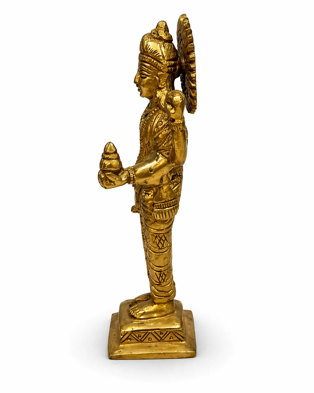 Dhanvantari Idol – Compact Brass (भगवान धन्वंतरि छोटी) — Chaturbhuj God of Ayurveda, Health & Healing, Solid Brass Handcrafted Vastu Sculpture