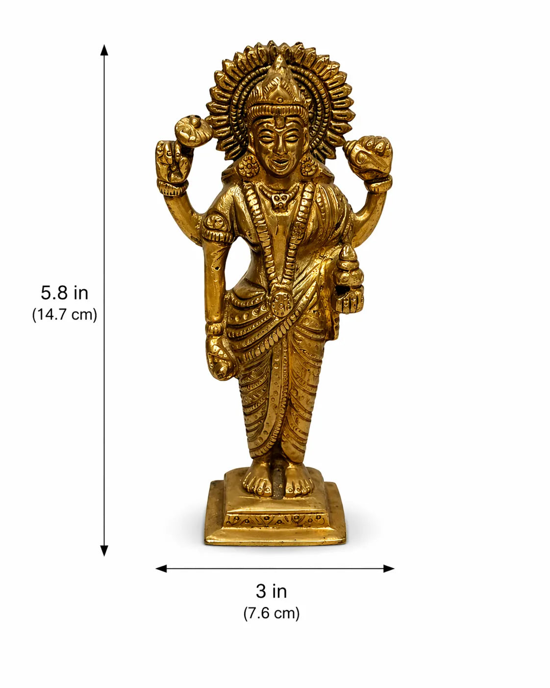 Dhanvantari Idol – Compact Brass (भगवान धन्वंतरि छोटी) — Chaturbhuj God of Ayurveda, Health & Healing, Solid Brass Handcrafted Vastu Sculpture