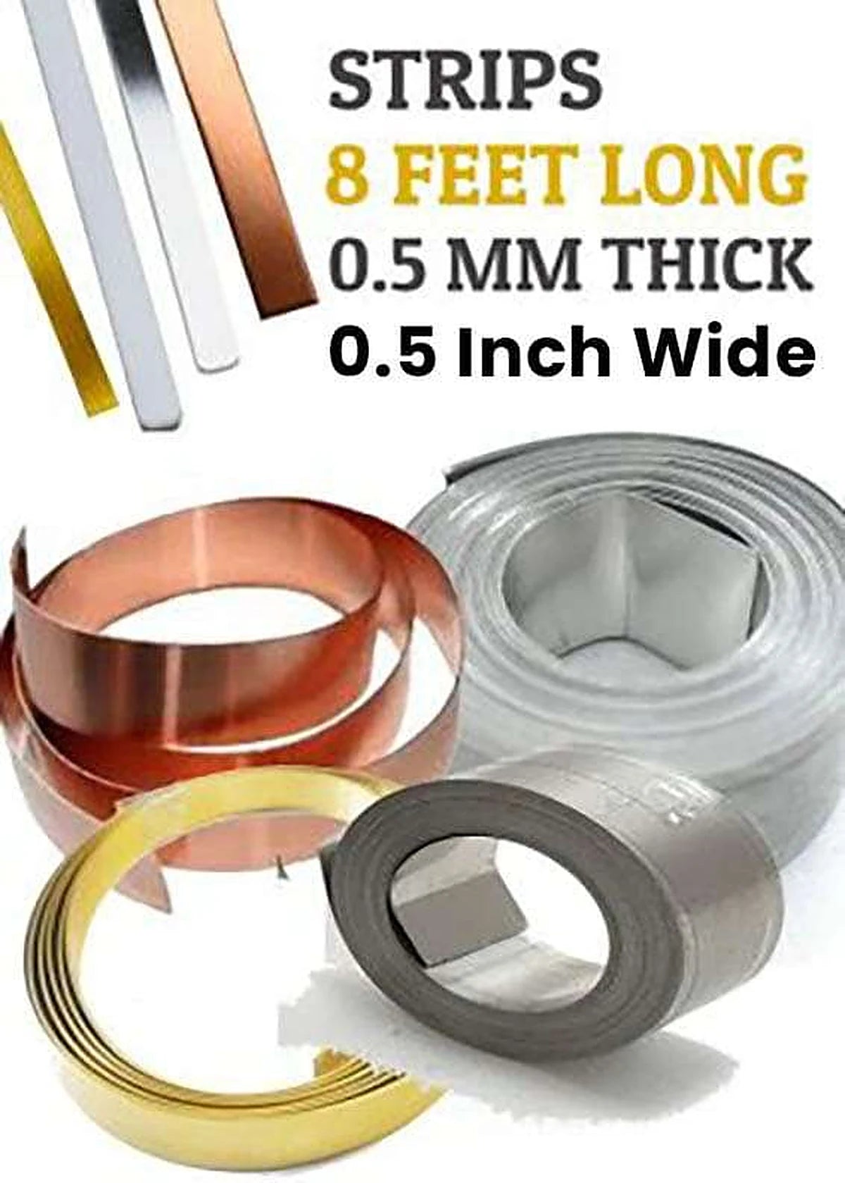 Brass Metal Strip 96" × 0.5" × 1.5mm (8 Feet)