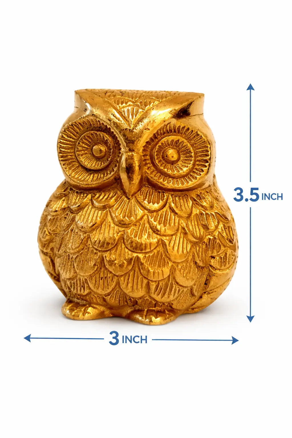 Brass Owl Idol (पीतल का उल्लू) — Maa Lakshmi Vahan Vastu Symbol for Wealth, Prosperity, Wisdom & Kuber Krupa
