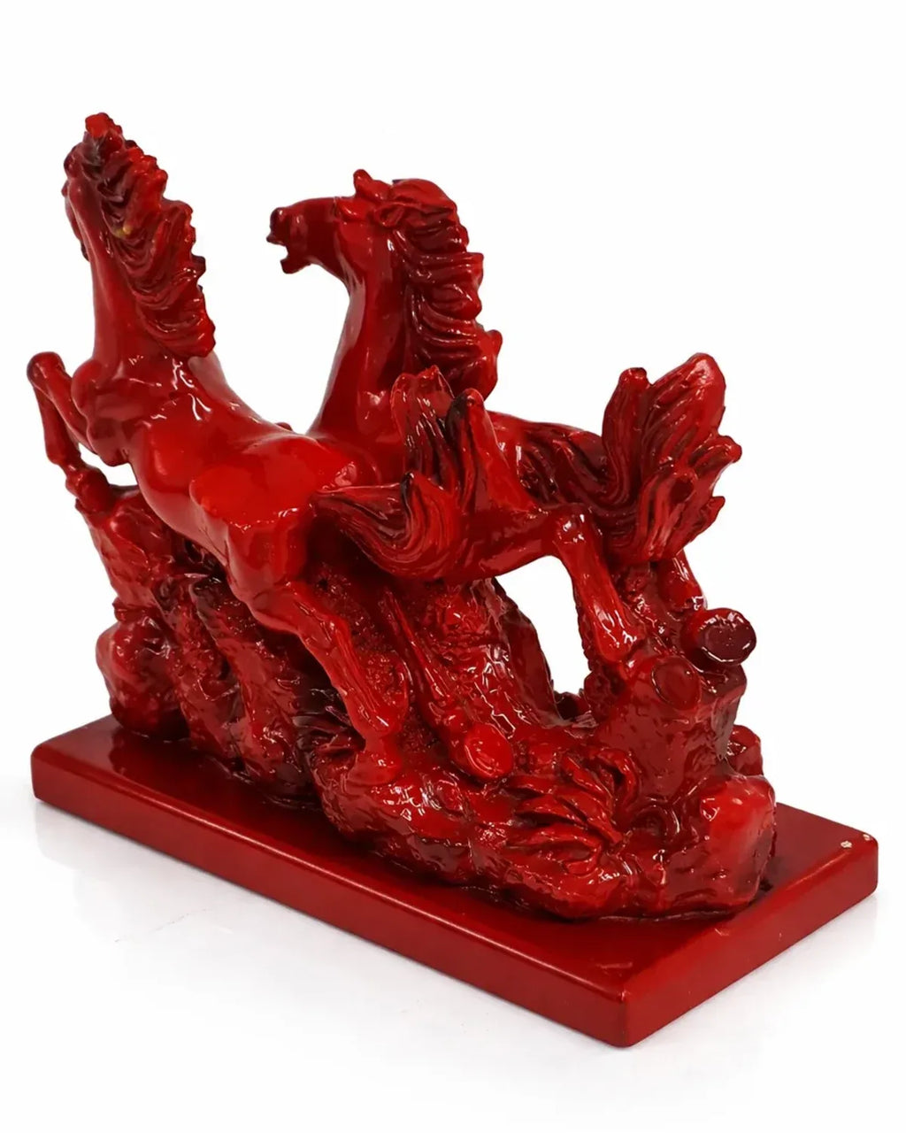Pair of Horses Decor Statue - Red Resin Variant