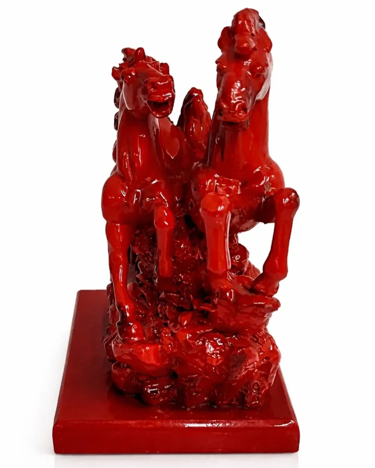 Pair of Horses Decor Statue - Red Resin Variant