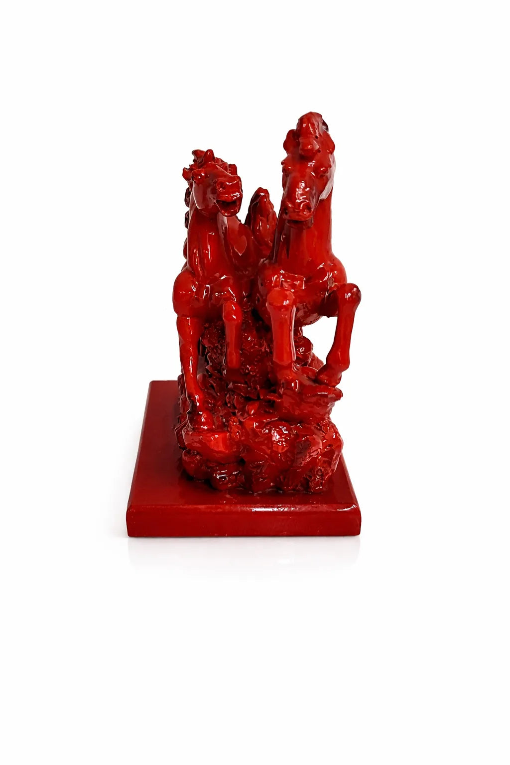 Pair of Horses Decor Statue - Red Resin Variant