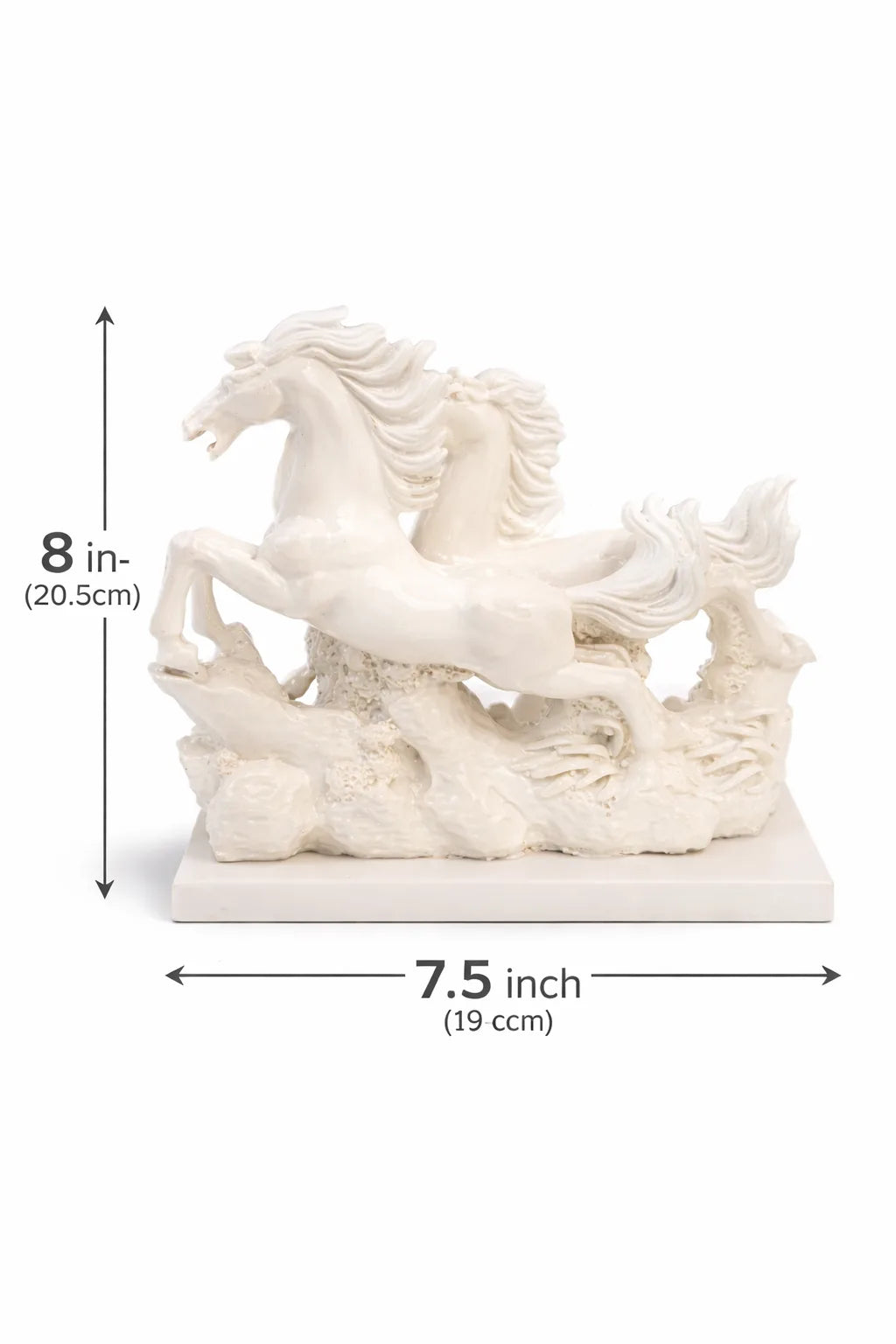 Pair of Horses Decor Statue - White Resin Variant