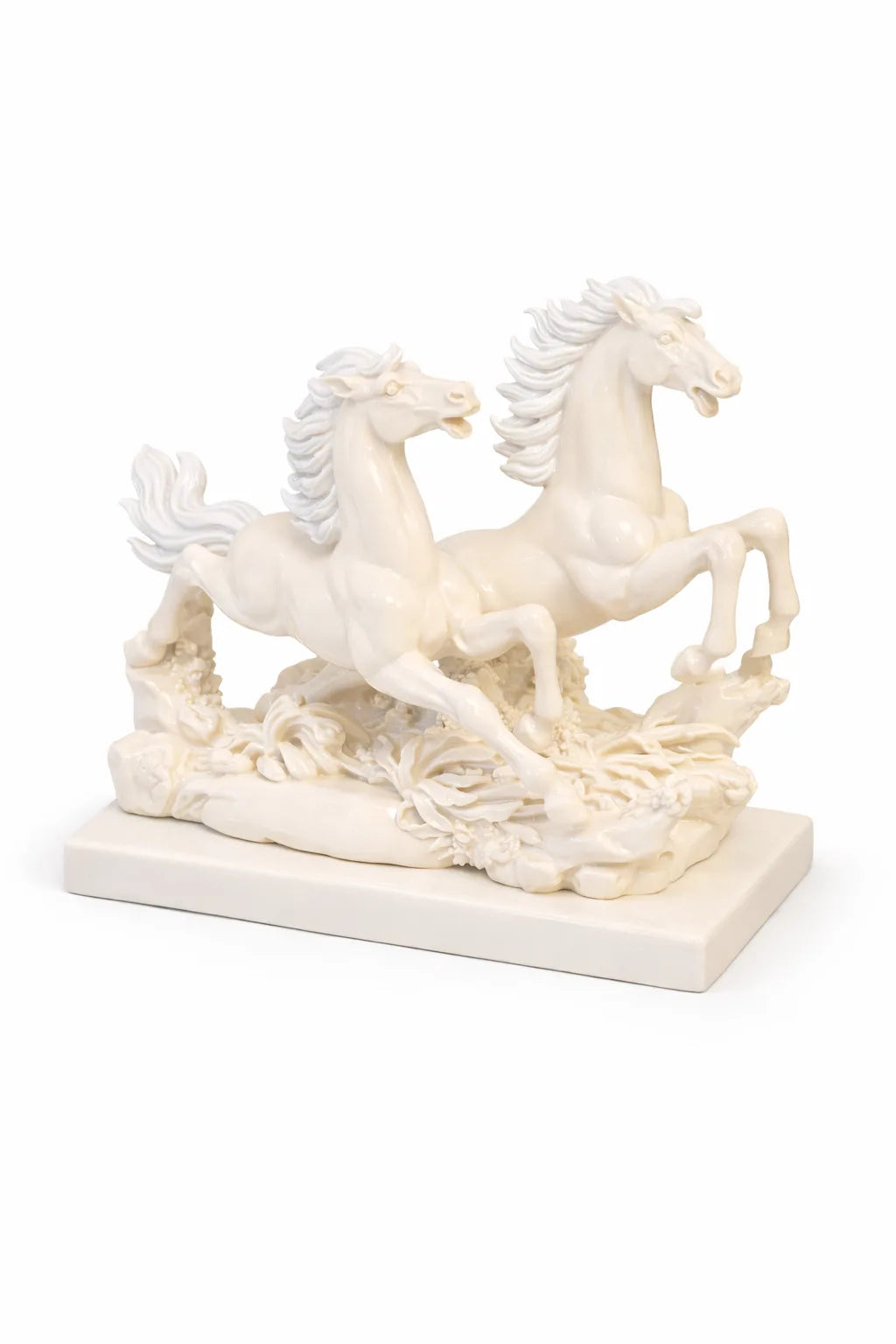 Pair of Horses Decor Statue - White Resin Variant