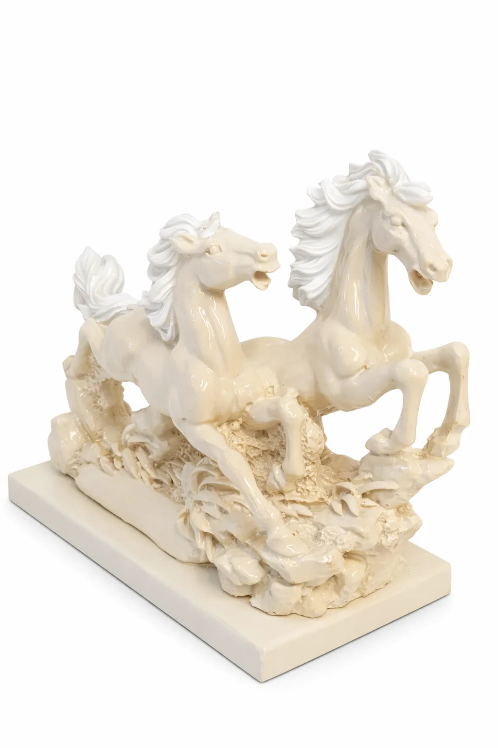 Pair of Horses Decor Statue - White Resin Variant