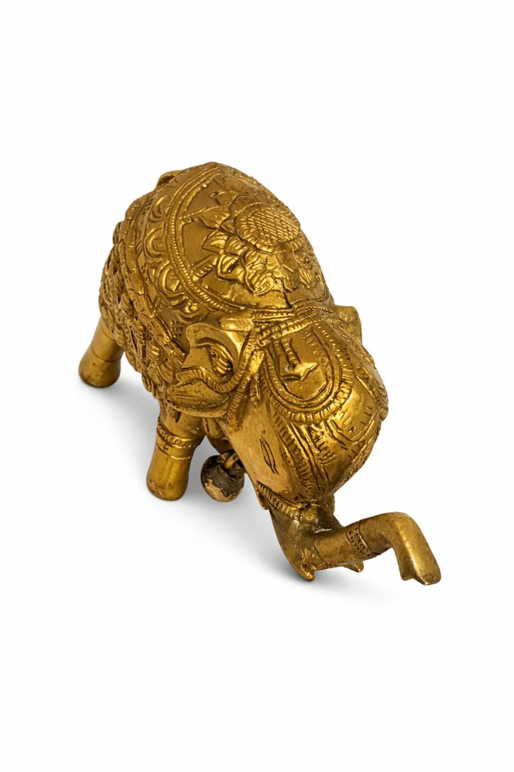 Royal Brass Elephant Idol (हाथी मूर्ति) — Ornate Hand-Engraved Trunk-Up Vastu Symbol for Wisdom, Prosperity, Obstacle Removal & Royal Aishvarya