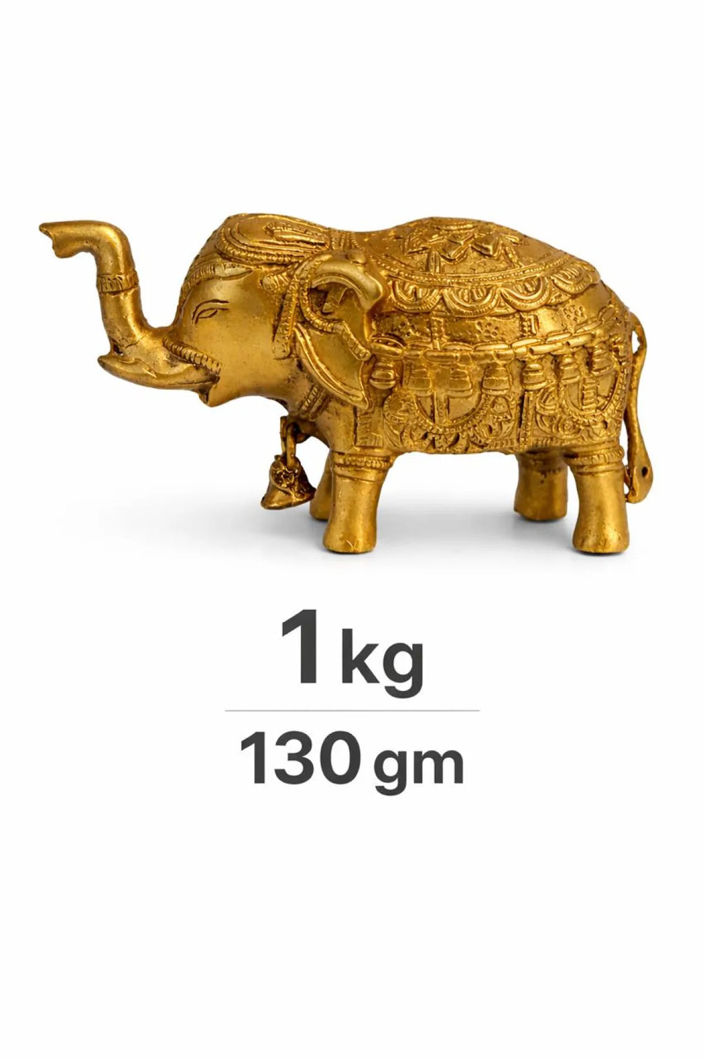 Royal Brass Elephant Idol (हाथी मूर्ति) — Ornate Hand-Engraved Trunk-Up Vastu Symbol for Wisdom, Prosperity, Obstacle Removal & Royal Aishvarya