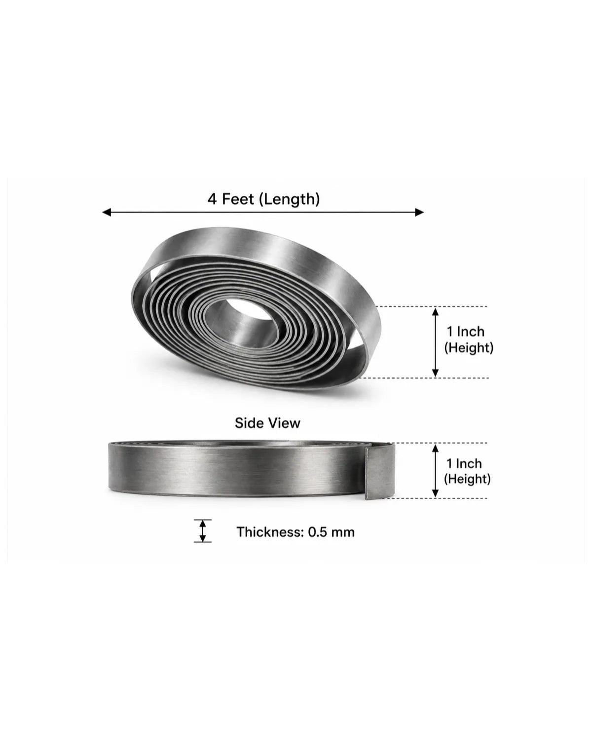 Stainless Steel Metal Strip 48" × 1" × 1.5mm (4 Feet)