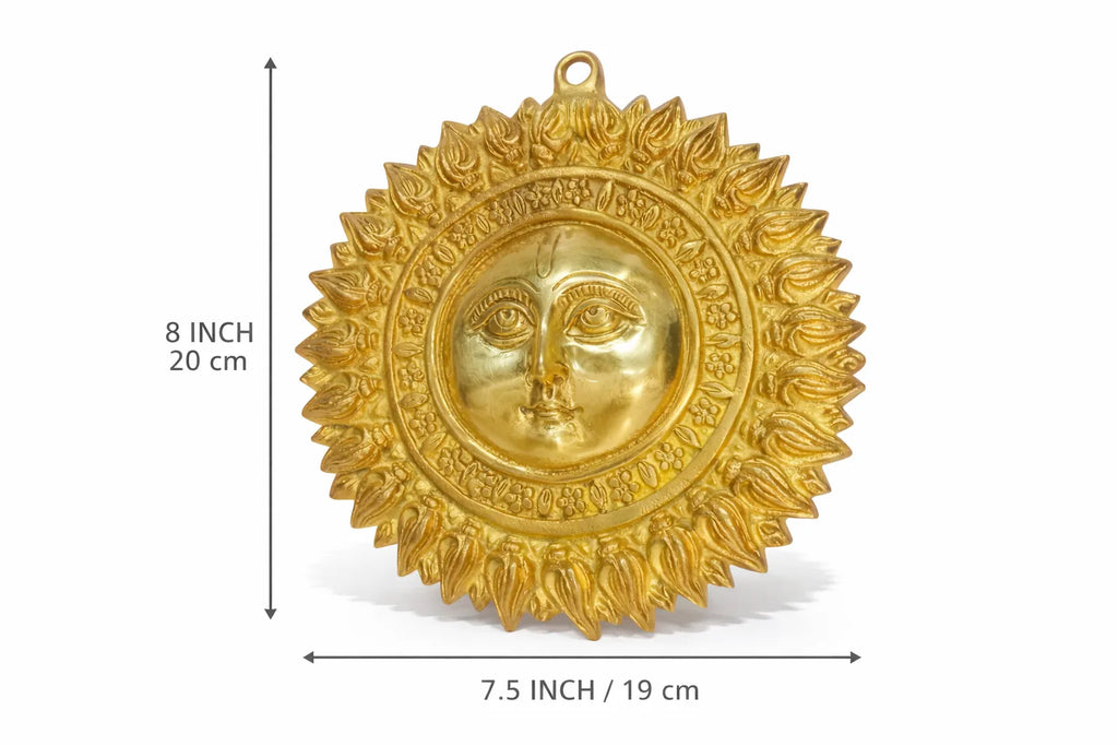 Surya Dev 8 Inch Wall Decor - Brass Variant