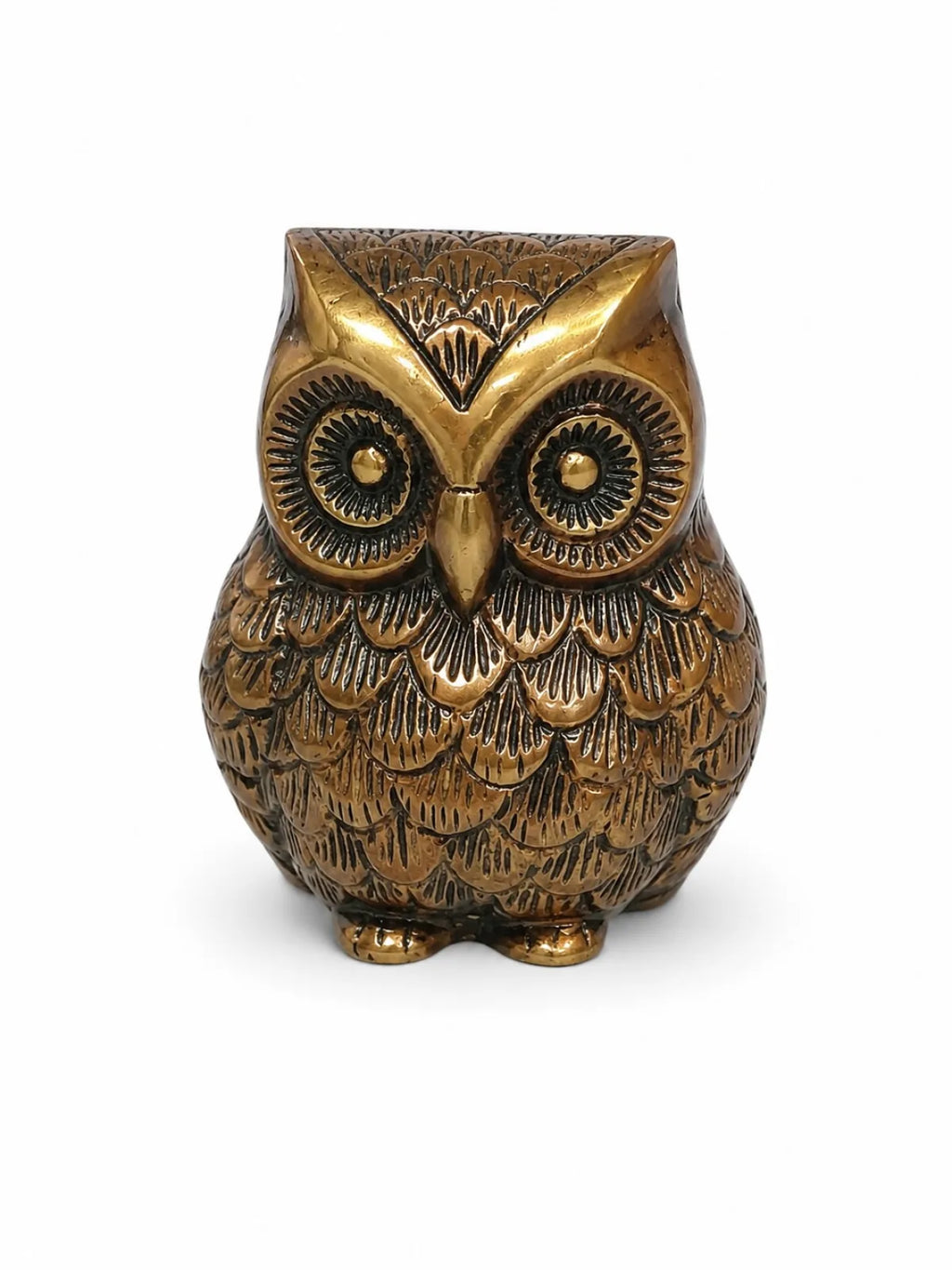Copper-Coated Brass Owl Idol (तांबा-लेपित पीतल का उल्लू) — Maa Lakshmi Vahan Vastu Symbol for Wealth, Prosperity, Wisdom & Kuber Krupa