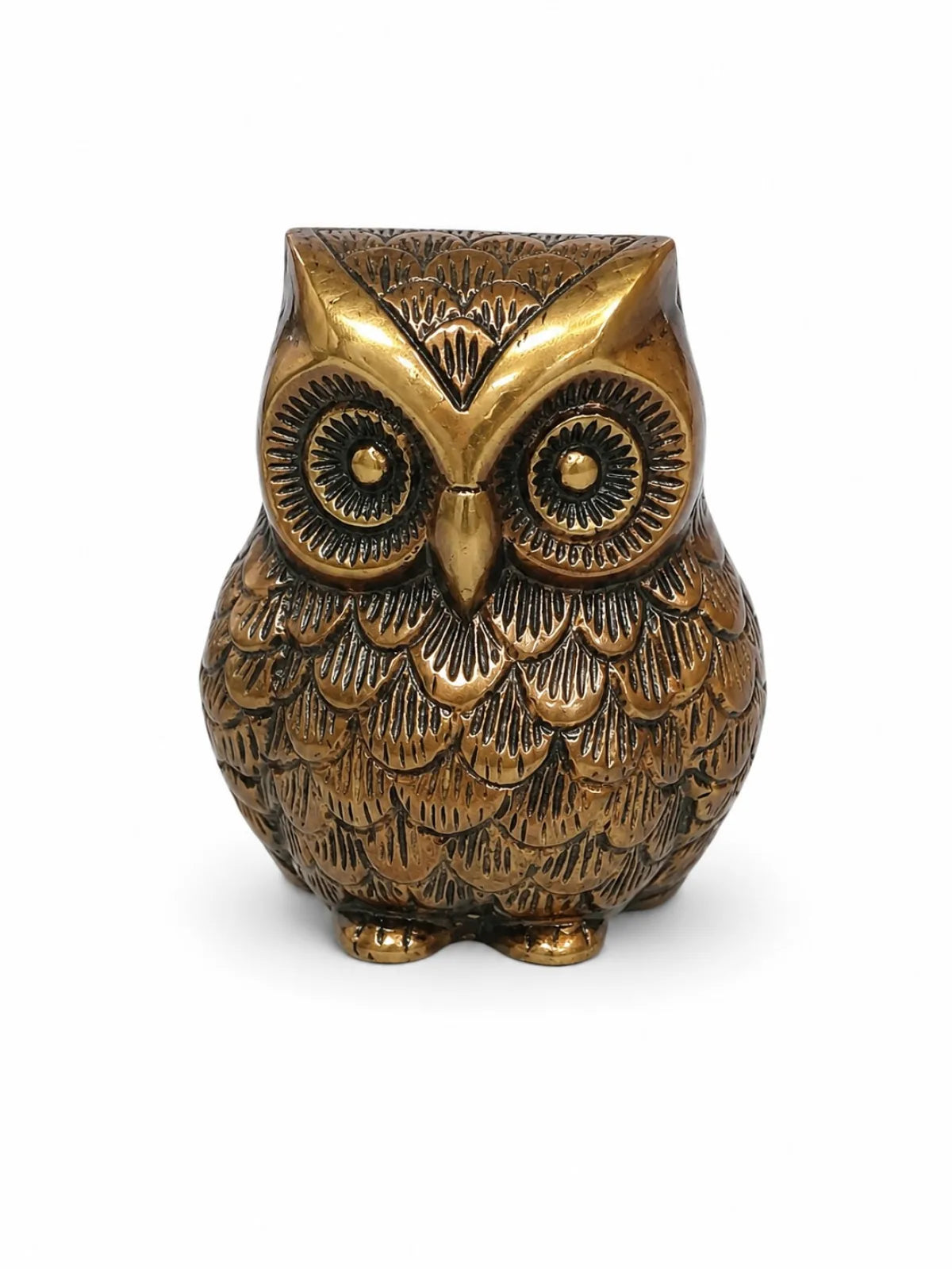 Copper-Coated Brass Owl Idol (तांबा-लेपित पीतल का उल्लू) — Maa Lakshmi Vahan Vastu Symbol for Wealth, Prosperity, Wisdom & Kuber Krupa