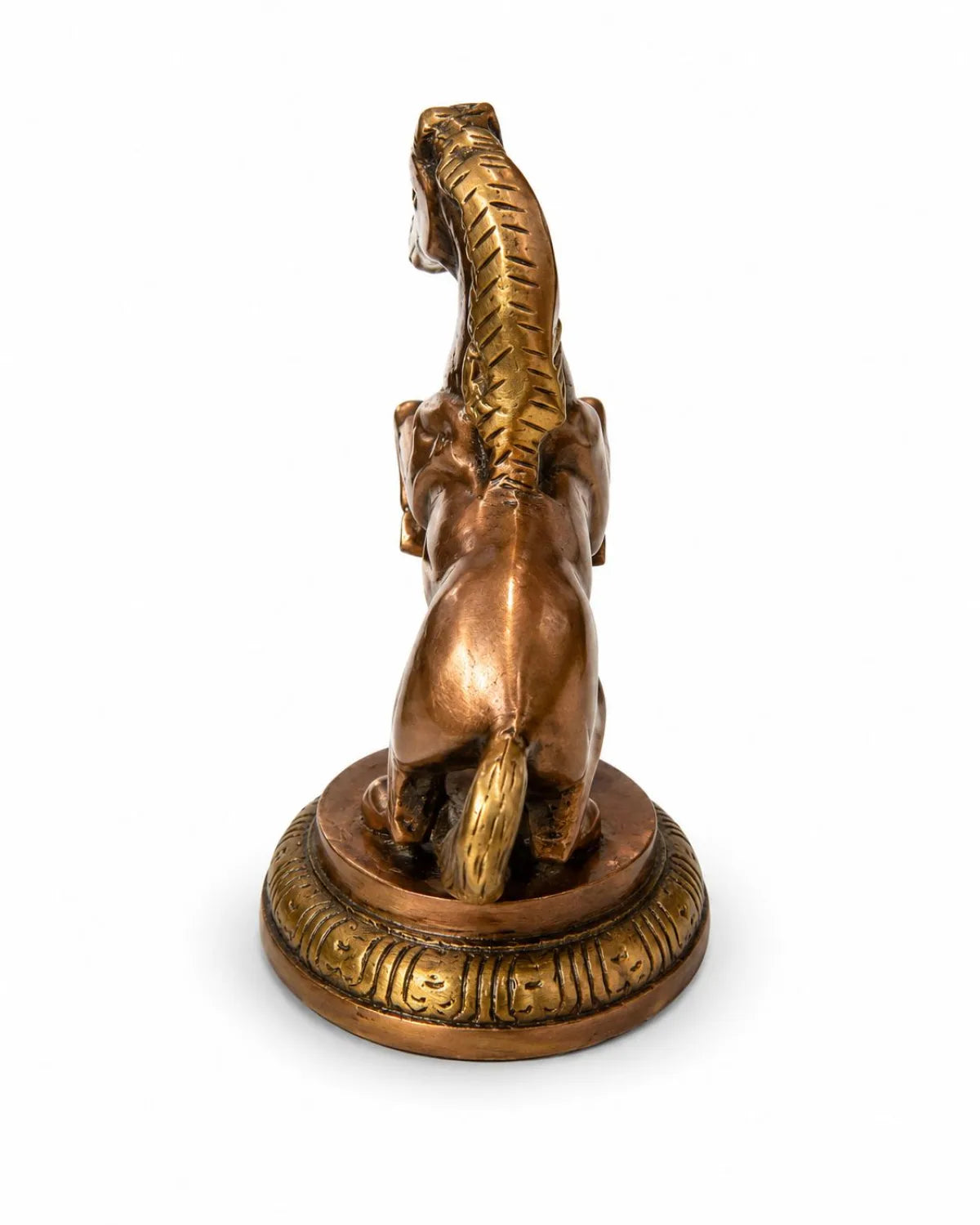 Brass Rearing Horse Idol (अश्व मूर्ति) — Antique Copper-Patina Finish, Vastu Symbol for Speed, Breakthrough, Power & Victory