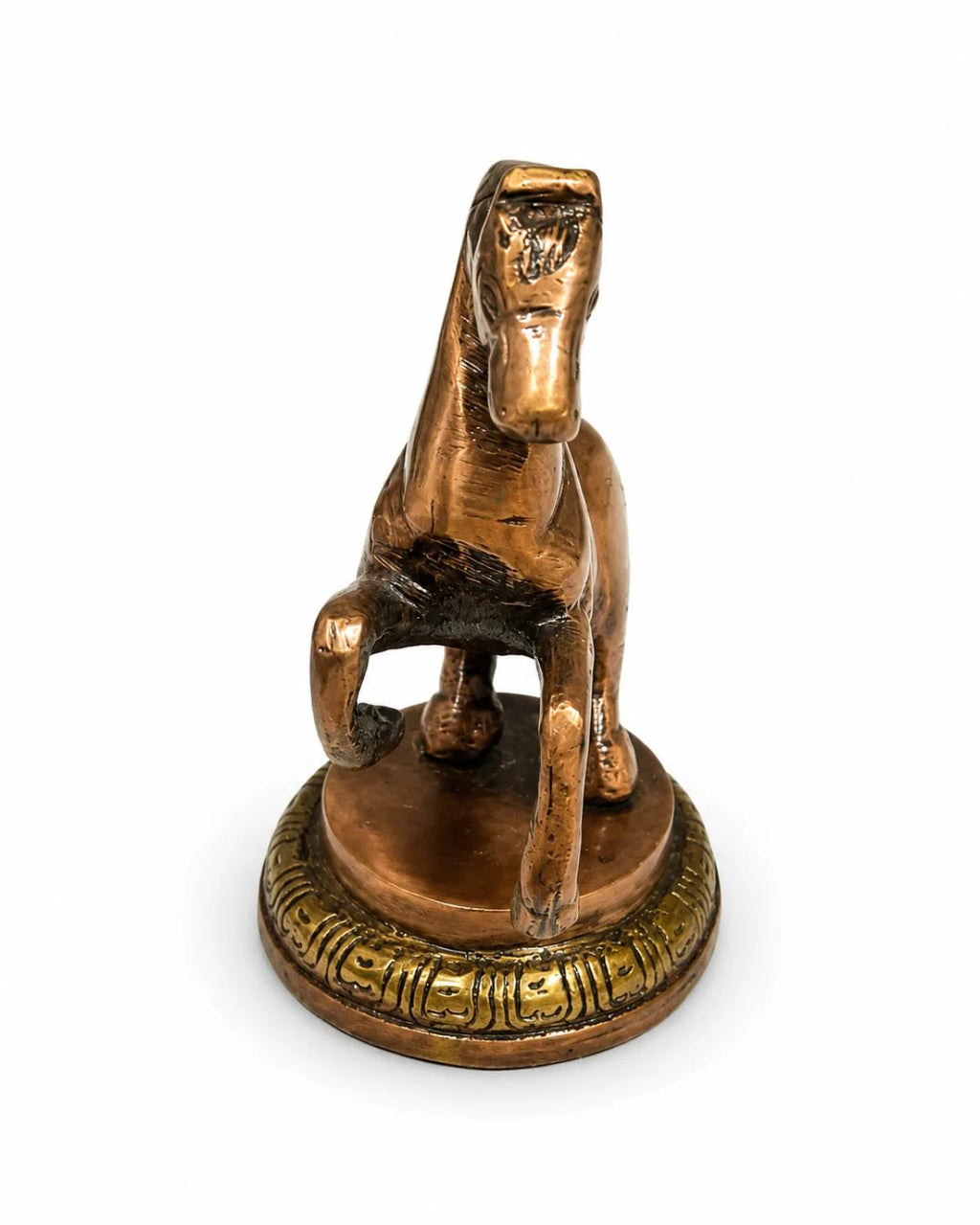 Brass Rearing Horse Idol (अश्व मूर्ति) — Antique Copper-Patina Finish, Vastu Symbol for Speed, Breakthrough, Power & Victory