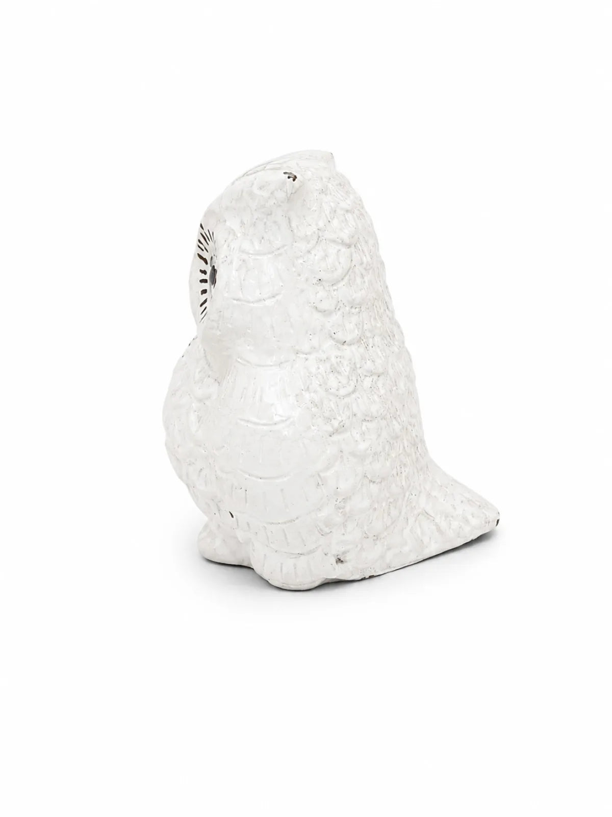 White Deco Brass Owl Idol (सफेद डेको उल्लू) — Maa Lakshmi Vahan Vastu Symbol with Modern Antique-White Finish