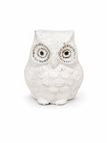 White Deco Brass Owl Idol (सफेद डेको उल्लू) — Maa Lakshmi Vahan Vastu Symbol with Modern Antique-White Finish