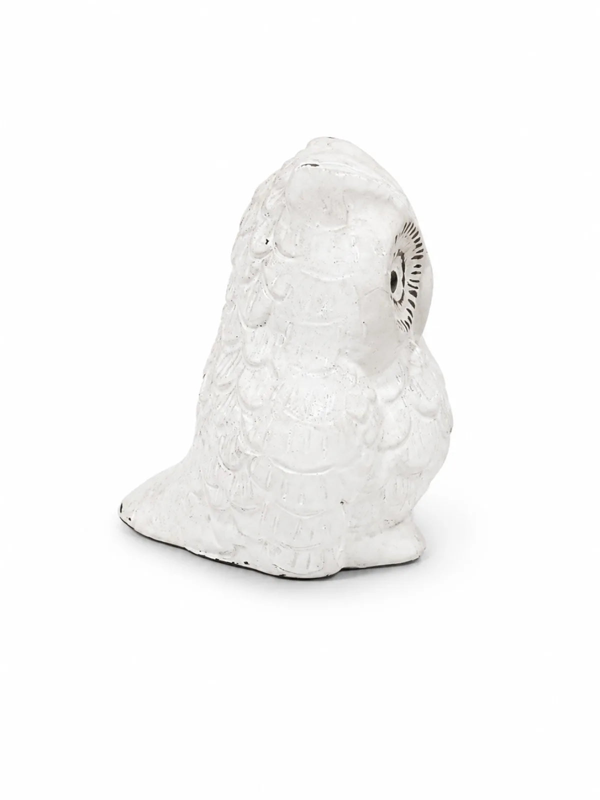 White Deco Brass Owl Idol (सफेद डेको उल्लू) — Maa Lakshmi Vahan Vastu Symbol with Modern Antique-White Finish
