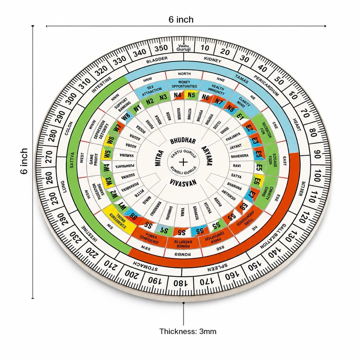 Vastu Chakra Plotting Disc — 6 inch (45 Devta + 16 Direction + 32 Entrance Mapping Tool)